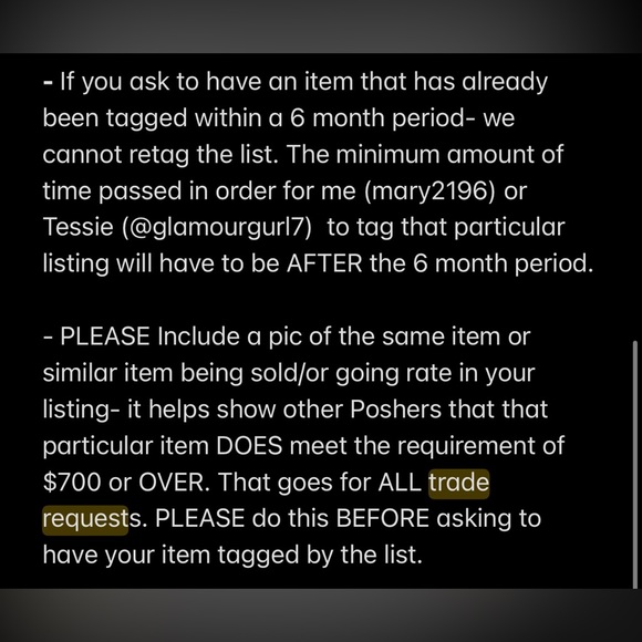 🤍✨Trade Tag Requirements✨🤍 - Picture 4 of 6